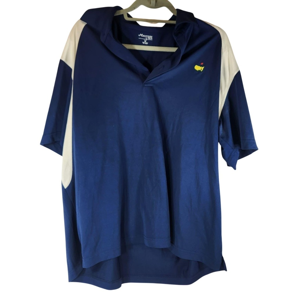 Masters‎ Tech Golf Polo Blue White Colorblock Tournament Logo Mens XL